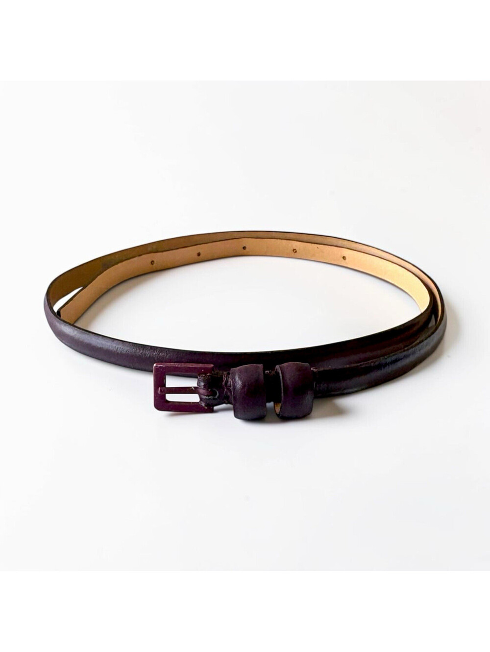 Max Mara Deep Purple Leather Skinny Belt (Size 38)
